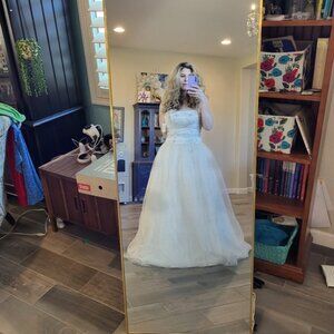 Melissa Sweet David Ball Gown Strapless Lace Band Tulle Sparkle & Shine Size 6